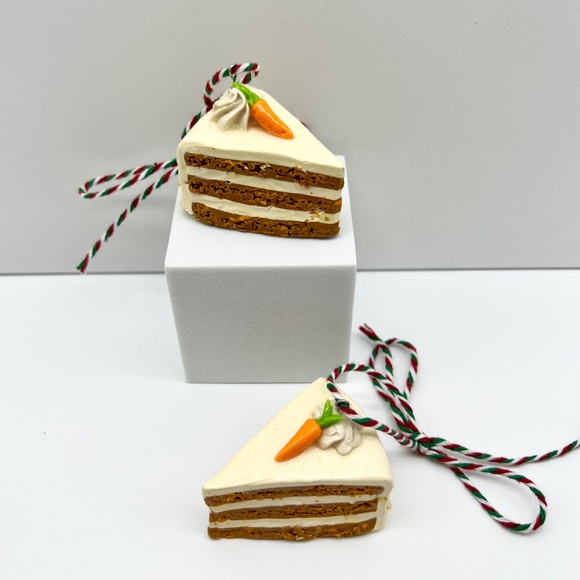 Carrot Cake Slice Christmas Ornament – Handmade Clay Layer Cake - Food Ornament - Picture 5 of 8